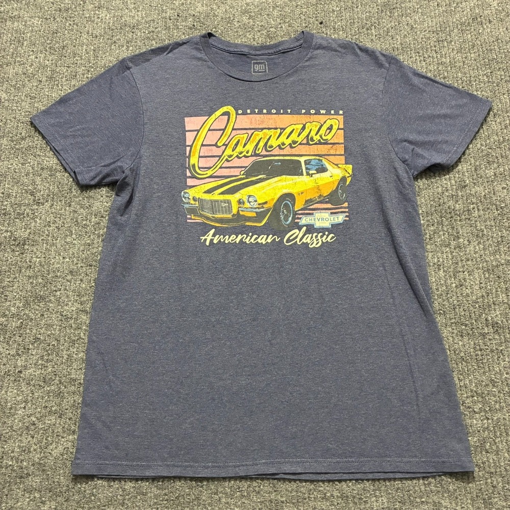 GM Detroit Power Chevrolet Camaro Graphic T-Shirt Mens Size M Gray Short Sleeve
